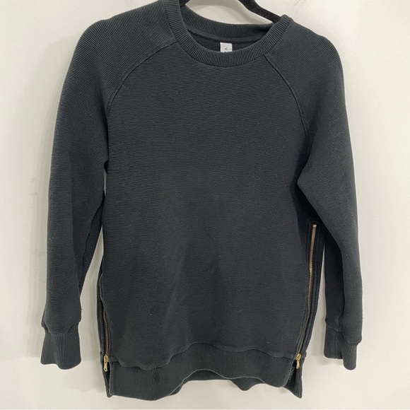 Varley Manning Zip Longline Sweatshirt Size XS Oversized Washed Black Gym 15 - Picture 2 of 10